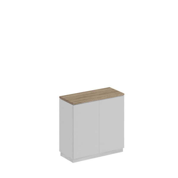 Шкаф для документов закрытый низкий City СИ 322 900x400x881 (Дуб гладстоун светлый / Белый премиум / Белый премиум)