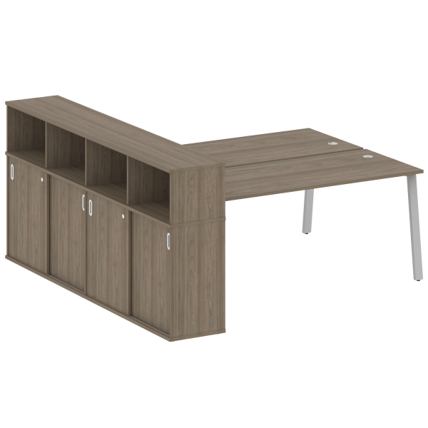 Рабочая станция с шкафом-купе на А-образном м/к Metal System Style БА.РС-СШК-4.5 Т 2210x2332x1098 (Вяз/Серый металл)