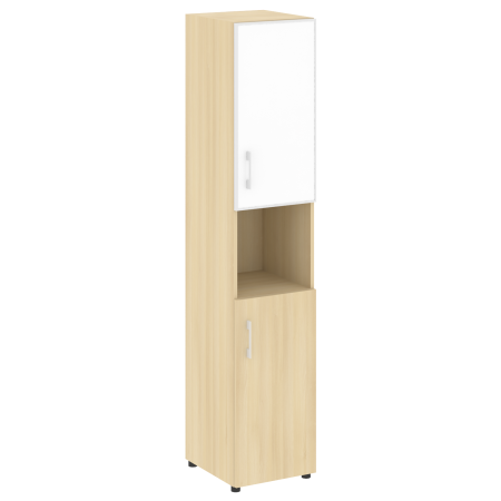 Шкаф для документов с нишей узкий со стеклом белым LT.SU-1.4 R (R) White (Акация Лорка)