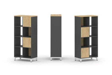 Набор стеллажа 2-х сторонний, 4 яруса SN.NSD-421 (754х400х1615) (Антрацит/Тиквуд Светлый/Металл Белый)