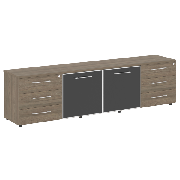 Тумба модульная черные двери LT.TS 4.2 2200x450x580 (Вяз Благородный)