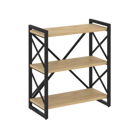 Стеллаж на регулируемых опорах-3 полки VR.L-MST.O-3.8 800x400x910 (Тиквуд Светлый/Черный металл)