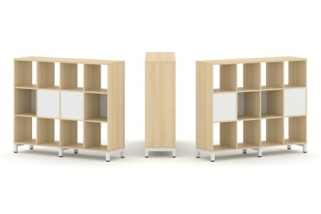 Набор стеллажа 2-х сторонний, 3 яруса SN.NSD-341 (1488х400х1248) (Акация Лорка/Белый/Металл Белый)