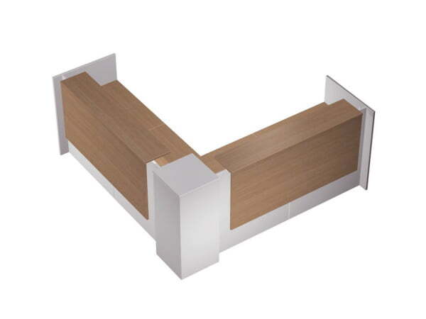 Стойка ресепшн угловая с 2-мя вырезами правая PROFIQUADRO КВ 0811 2507x2507x1164 (Белый премиум / Вишня скандинавская)