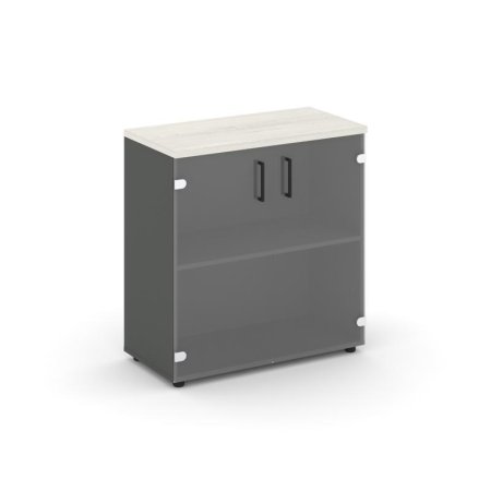 Шкаф низкий широкий SN.STS-302 (796х400х833) (Антрацит/Дуб Наварра/Прозрачный)