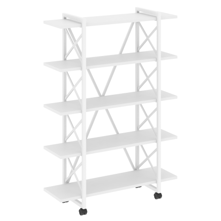 Стеллаж на колесных опорах-5 полок VR.L-MST.K-5.8V 1200x400x1704 (Белый Бриллиант/Белый металл)