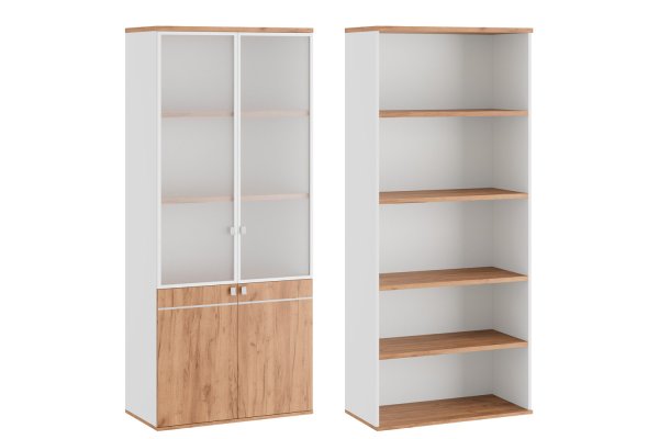 Шкаф для бумаг со стеклом (стекло в раме) Foil (900х450х2070) (Дуб крафт золотой)