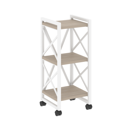 Стеллаж на колесных опорах-3 полки VR.L-MST.K-3.4 400x400x968 (Дуб Аттик/Белый металл)