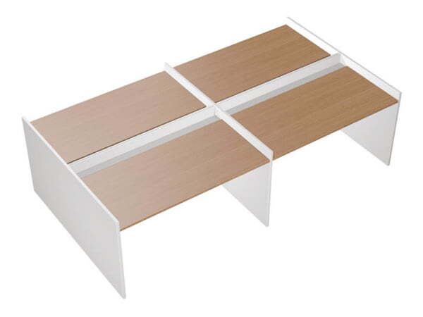 Рабочая станция на опорах ДСП (4х140) с ProSystem Profiquadro КВ 1402-2 БВ 2875x1570x835 (Белый премиум / Вишня скандинавская)