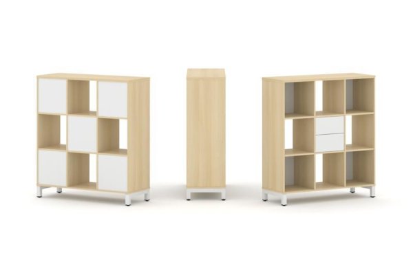 Набор стеллажа 1 сторонний, 3 яруса SN.NS-331 (1121х400х1248) (Акация Лорка/Белый/Металл Белый)