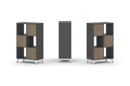 Набор стеллажа 1 сторонний, 3 яруса SN.NS-321 (754х400х1248) (Антрацит/Вяз Благородный/Металл Белый)