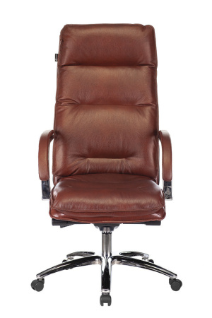 Кресло руководителя T-9927SL светло-коричневый Leather EiCHel кожа крестов. металл хром (Светло-коричневый)