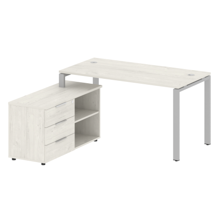 Рабочая станция с опорной тумбой левая Metal System Style БП.РС-СТС-2.3 Л 1500x1520x750 (Дуб Наварра/Серый металл)