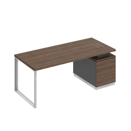 Стол руководителя на опорной тумбе правый Bravo БР 104 2000x900x750 (Дуб гладстоун / Антрацит премиум / Дуб гладстоунСерый)