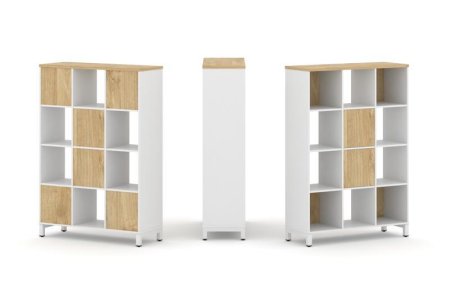 Набор стеллажа 1 сторонний, 4 яруса SN.NS-431 (1121х400х1615) (Белый/Тиквуд Светлый/Металл Белый)