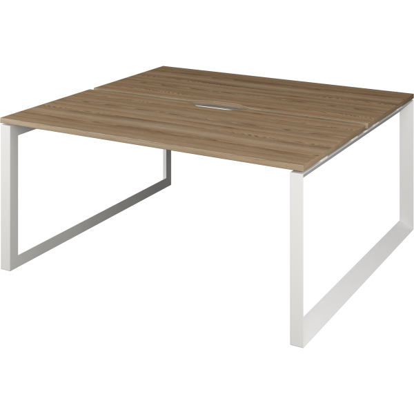 Бенч двойной на 2 рабочих места на металлокаркасе Аргентум-МП НТМП.О.Б2-120 1200x1496x750 (Дуб сафари/Белый)