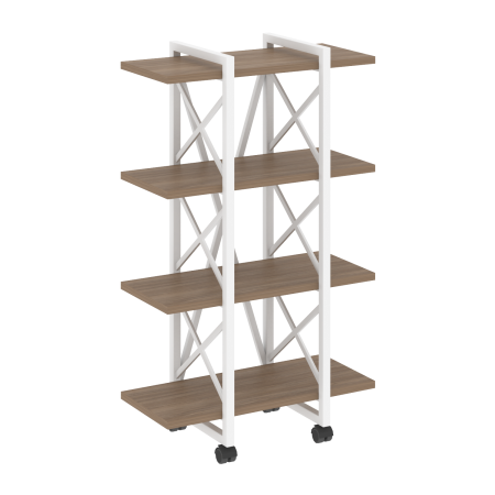 Стеллаж на колесных опорах-4 полки VR.L-MST.K-4.4V 800x400x1334 (Дуб Аризона/Белый металл)