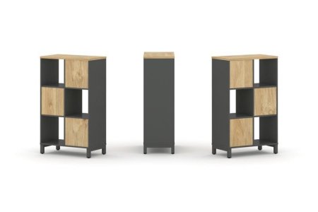 Набор стеллажа 1 сторонний, 3 яруса SN.NS-321 (754х400х1248) (Антрацит/Тиквуд Светлый/Металл Антрацит)