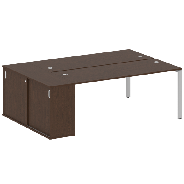 Рабочая станция с опорным шкафом-купе Metal System Style БП.РС-СШК-1.5 2210x1475x750 (Венге Цаво/Серый металл)