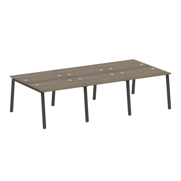 Рабочая станция на 6 рабочих места на А-образном м/к Metal System Style БА.СМ-6.1 3000x1475x750 (Вяз/Антрацит металл)