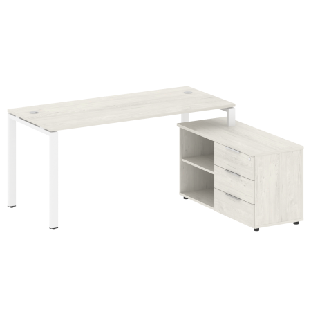 Рабочая станция с опорной тумбой правая Metal System Style БП.РС-СТС-2.4 Пр 1700x1520x750 (Дуб Наварра/Белый металл)