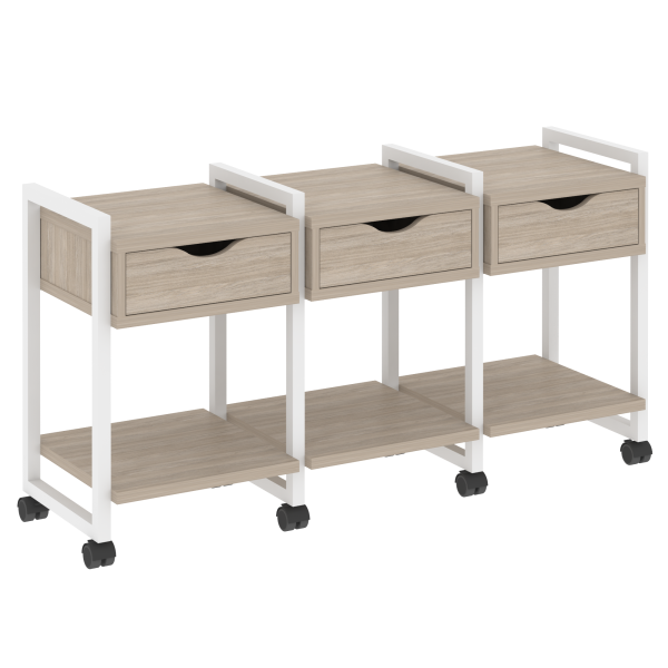 Тумба на колесных опорах наборная VR.L-TN-4.K 1440x460x767 (Дуб Аттик/Белый металл)