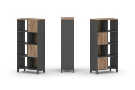 Набор стеллажа 2-х сторонний, 4 яруса SN.NSD-421 (754х400х1615) (Антрацит/Дуб Табак/Металл Антрацит)