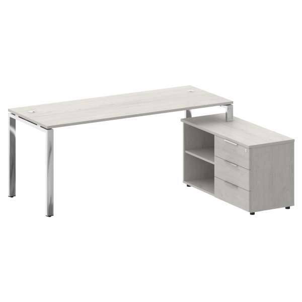 Стол для руководителя с тумбой правый БГ.СРТ-5.7 (R) 1900x1520x750 (Дуб Наварра/Нерж. Сталь)