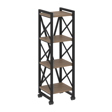 Стеллаж на колесных опорах-4 полки VR.L-MST.K-4.4 400x400x1334 (Дуб Аризона/Черный металл)