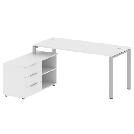 Рабочая станция с опорной тумбой левая Metal System Style БП.РС-СТС-2.4 Л 1700x1520x750 (Белый/Серый металл)