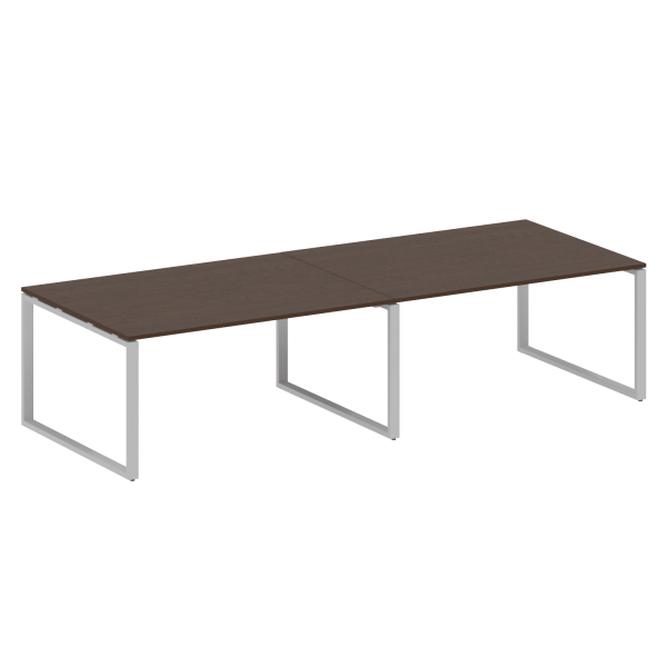 Переговорный стол 2 столешницы Metal System Style БО.ПРГ-2.4 3200x1235x750 (Венге Цаво/Серый металл)