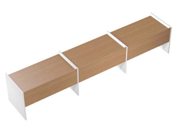 Рабочая станция на опорах ДСП (3х120) Profiquadro КВ 1204-3 БВ 3700x806x835 (Белый премиум / Вишня скандинавская)