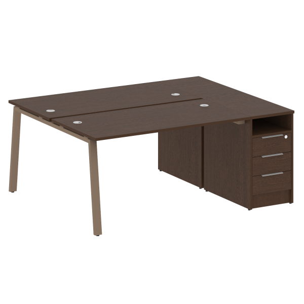 Рабочая станция с тумбой на А-образном м/к Metal System Style БА.РС-СТП-2.3 1812x1475x750 (Венге Цаво/Мокко металл)